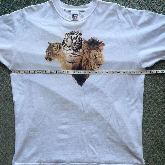 Vintage Cougar Lion Tiger Graphic T-Shirt 2XL Human-i-Tees Wildlife Animal Tee - Picture 5 of 6